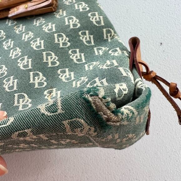 Dooney & Bourke Satchel Handbag Signature DB Denim Leather Trim Carry On Bag - Picture 10 of 16